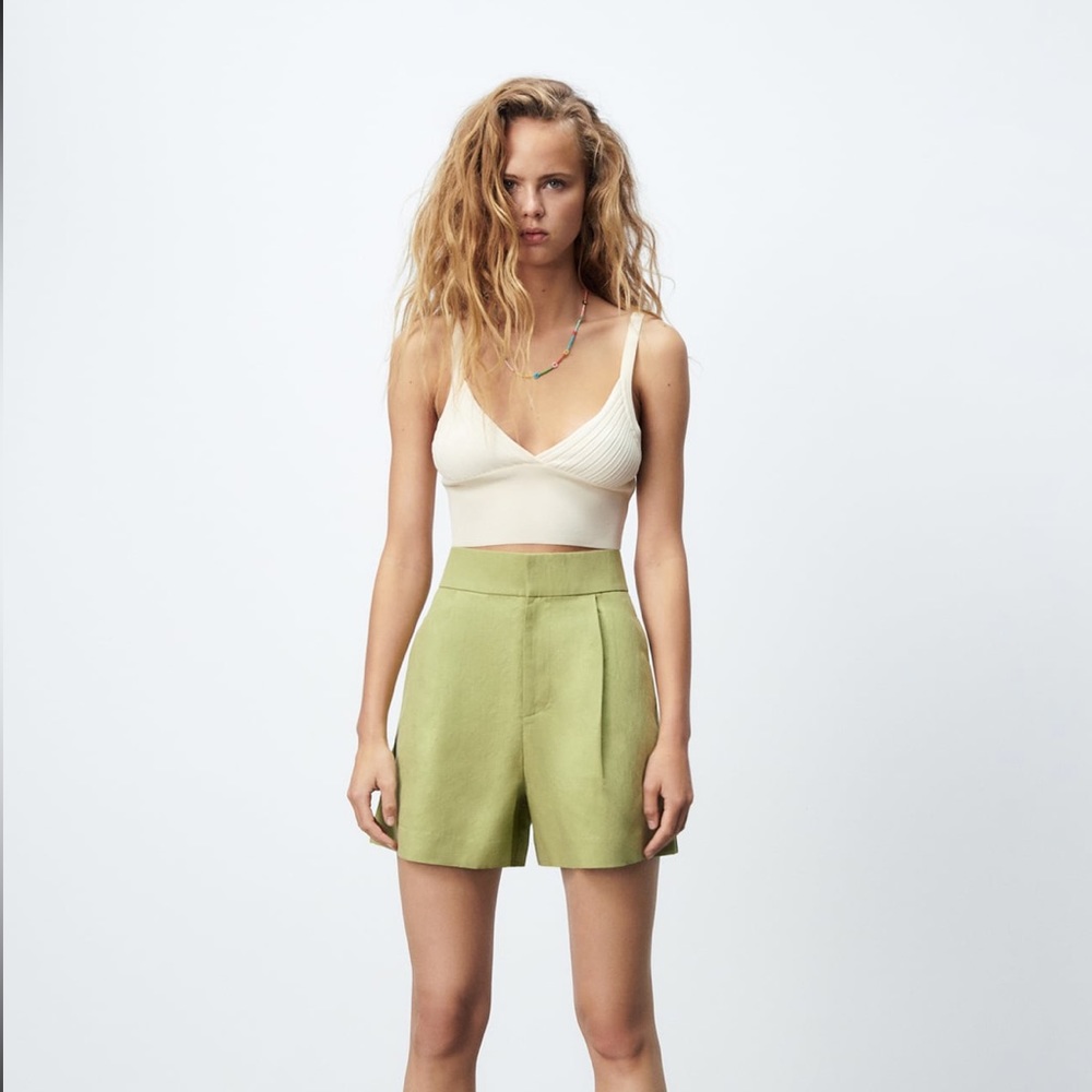Linen green Zara short size Large